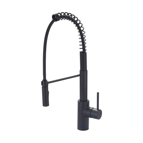 Pioneer Faucets Single Handle Spring Pull-Down Kitchen Faucet, Compression Hose, Blk, Number of Holes: 1 Hole 2MT270-MB